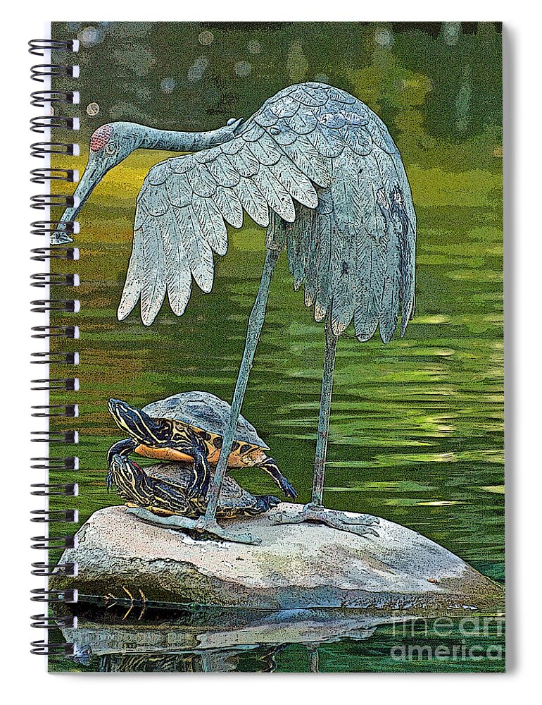 Turtle Spiral Notebook featuring the painting Turtle Piggy Back by Jacklyn Duryea Fraizer