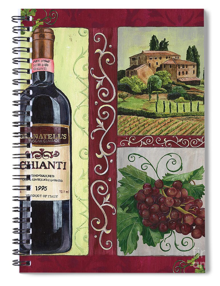 Wine Spiral Notebook featuring the painting Tuscan Collage 1 by Debbie DeWitt