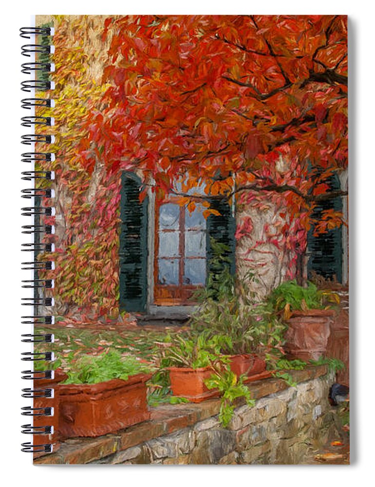 Tuscany Spiral Notebook featuring the photograph Tuscan Villa in Autumn by Shirley Radabaugh