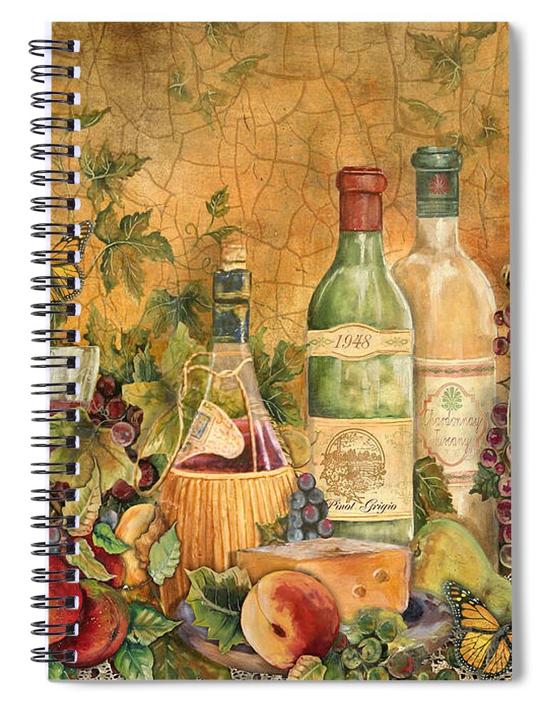 Acrylic Painting Spiral Notebook featuring the painting Tuscan Wine Treasures by Jean Plout
