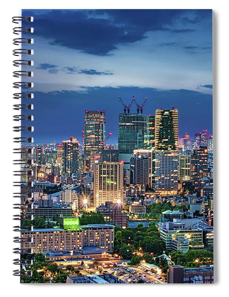Tokyo Tower Spiral Notebook featuring the photograph Twilight Tokyo Skyline by Image Provided By Duane Walker