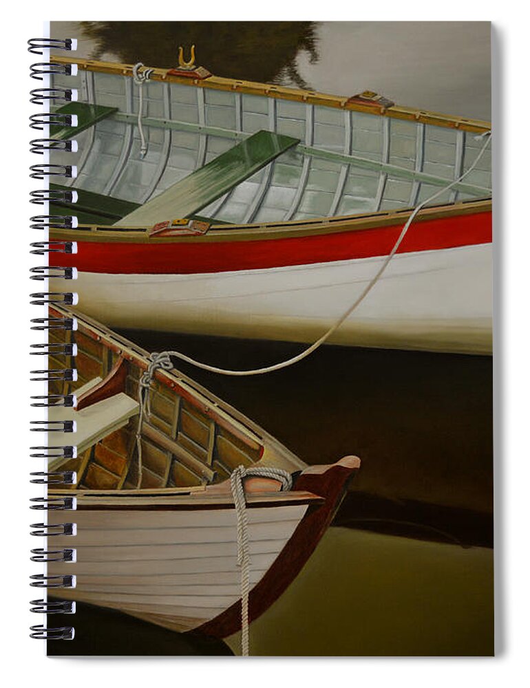 Boat Spiral Notebook featuring the painting Two Boats by Thu Nguyen