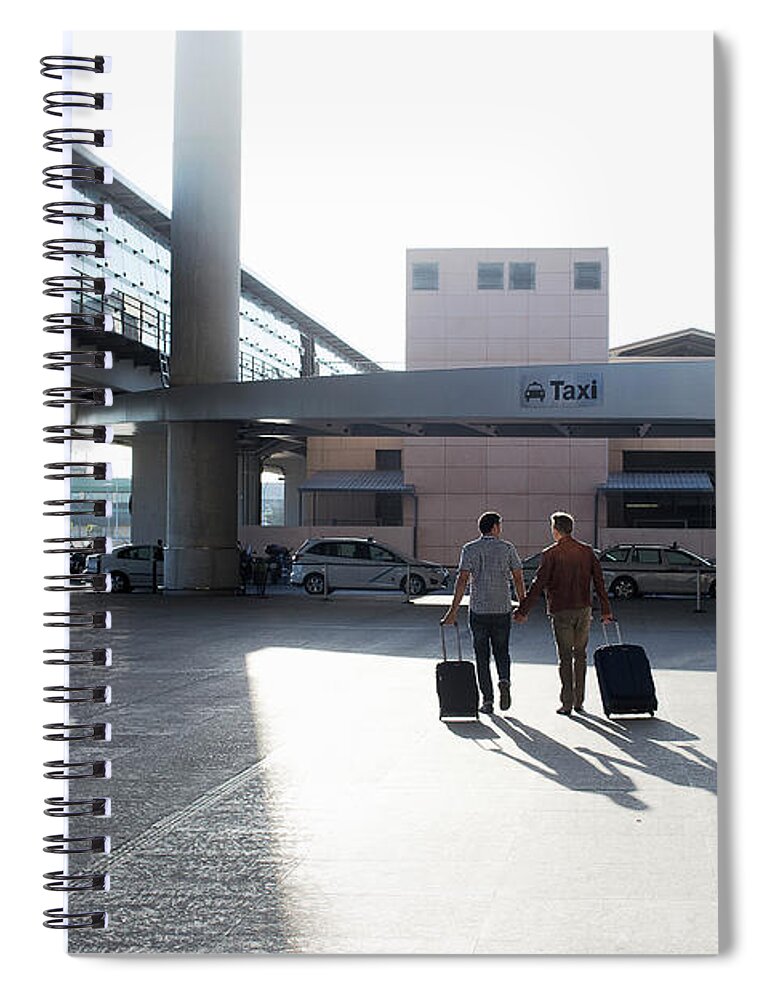 Mature Adult Spiral Notebook featuring the photograph Two Gay Men Walking To Taxi Rank by Gary John Norman