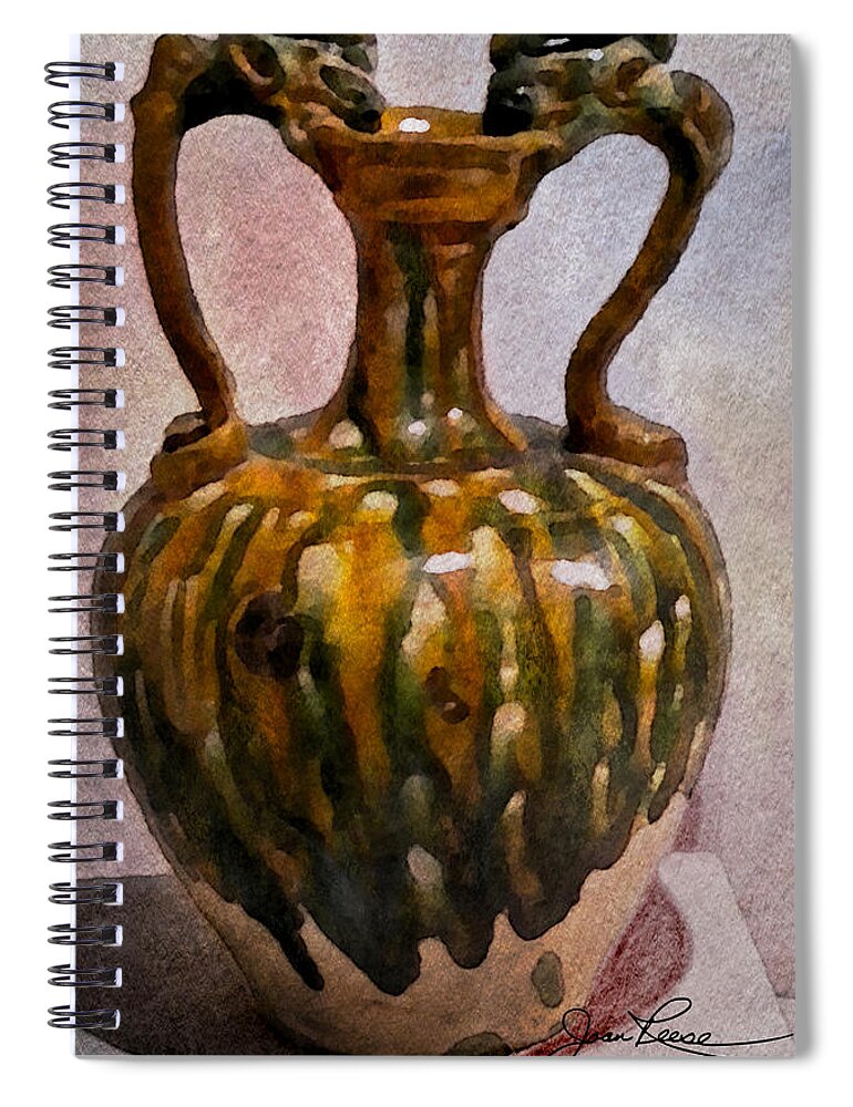Colorful Painting Spiral Notebook featuring the painting Two Handle Vase by Joan Reese