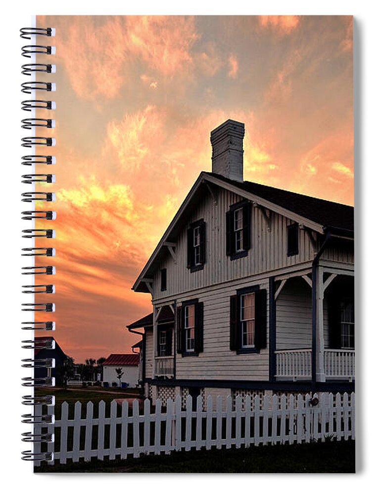 Tybee Island Lighthouse Spiral Notebook featuring the photograph Tybee Light Sunset by Diana Powell