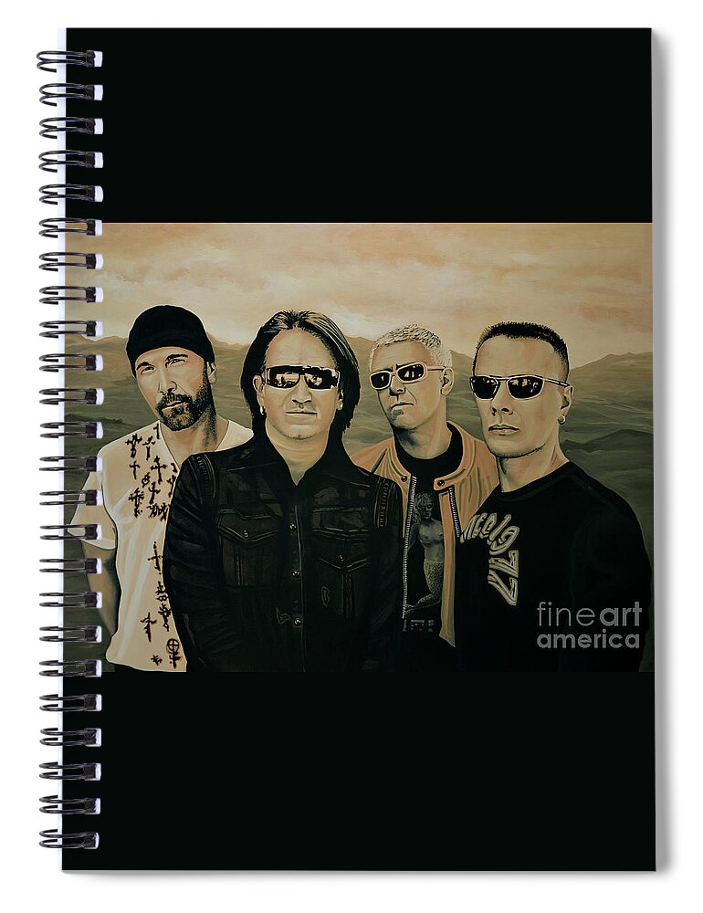 U2 Spiral Notebook featuring the painting U2 Silver And Gold by Paul Meijering