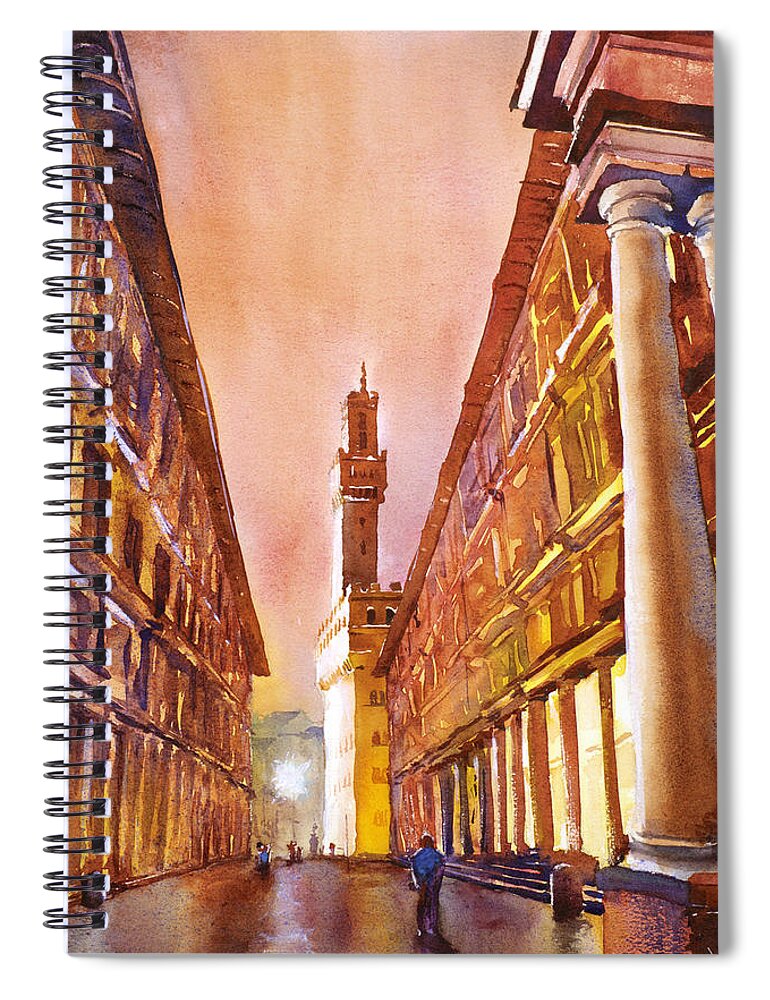 Uffizi Spiral Notebook featuring the painting Uffizi- Florence by Ryan Fox