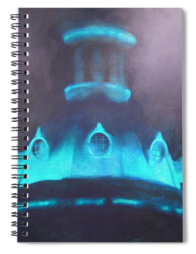 Ufo Spiral Notebook featuring the painting UFO Dome by Blue Sky