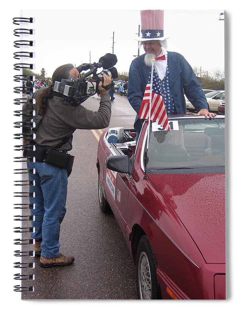 Uncle Sam Getting His Close-up Parade Sacaton Arizona 2005 Spiral Notebook featuring the photograph Uncle Sam getting his close-up parade Sacaton Arizona 2005 by David Lee Guss