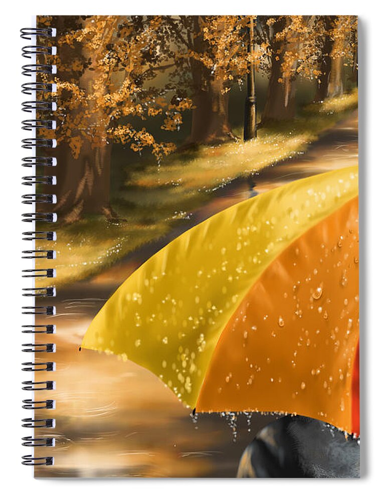 Rain Spiral Notebook featuring the painting Under the rain by Veronica Minozzi
