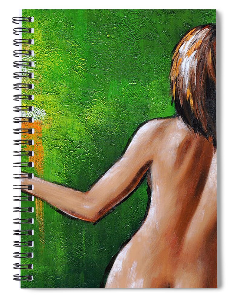 Nude Spiral Notebook featuring the painting Undressed by Glenn Pollard