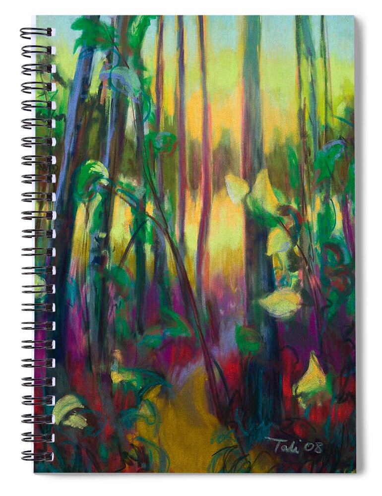 Tree Spiral Notebook featuring the painting Unexpected Path - through the woods by Talya Johnson