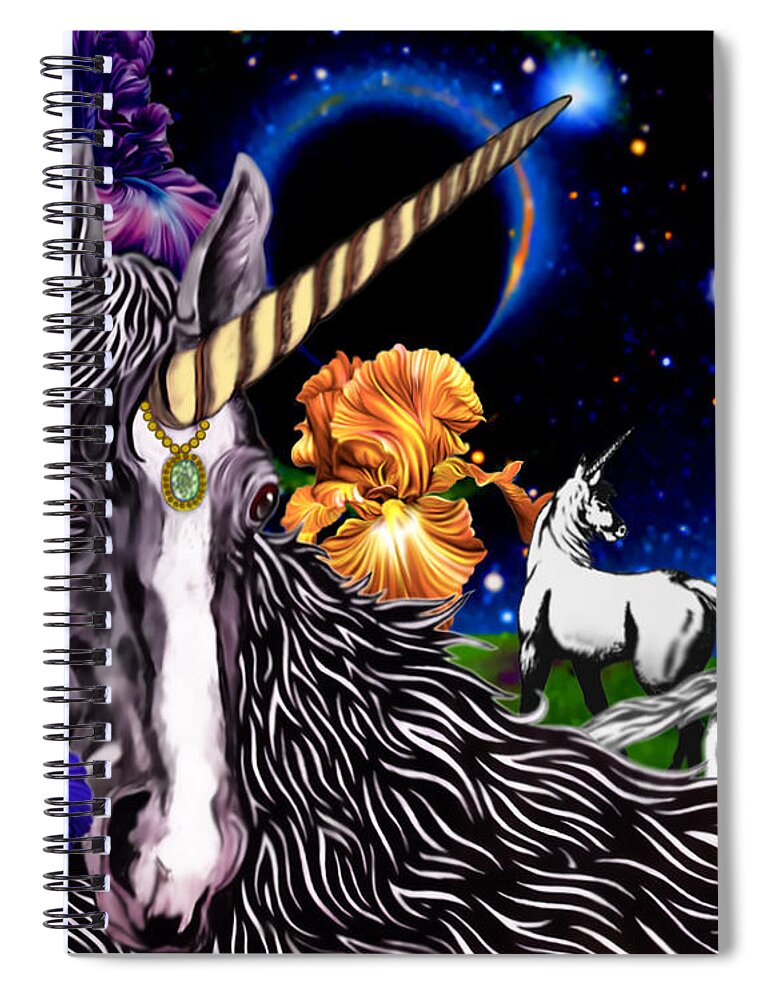 Fantasy Spiral Notebook featuring the mixed media Unicorn Dream by Anthony Seeker