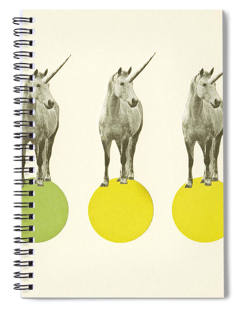 Art Spiral Notebook featuring the mixed media Unicorn Parade by Cassia Beck