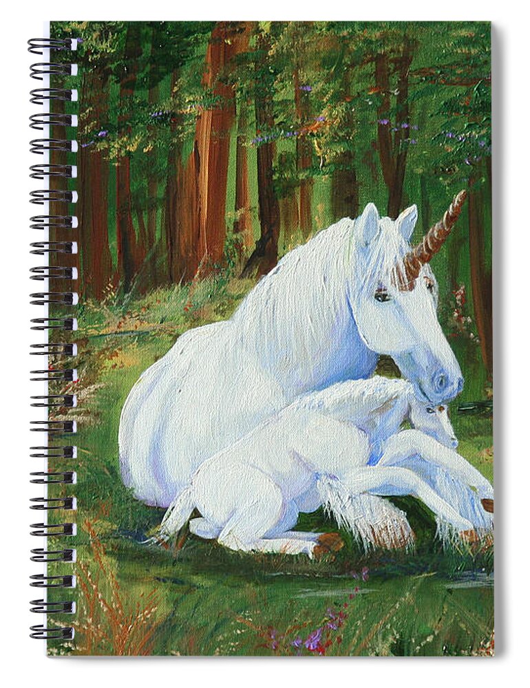 Unicorns Lap Spiral Notebook featuring the painting Unicorns Lap by Gail Daley