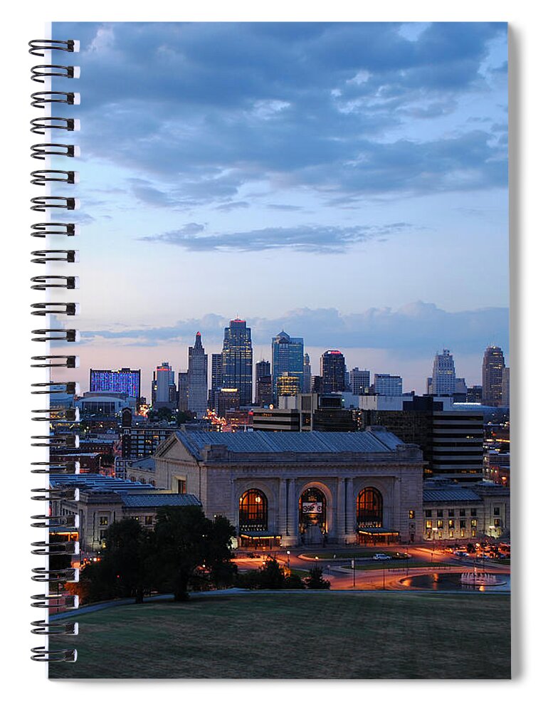 Kansas City Spiral Notebook featuring the photograph Union Station Sunset by Glory Ann Penington