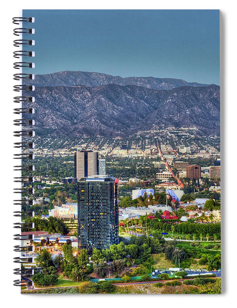 Clear Day Spiral Notebook featuring the photograph Universal City Warner Bros Studios Clear Day by David Zanzinger