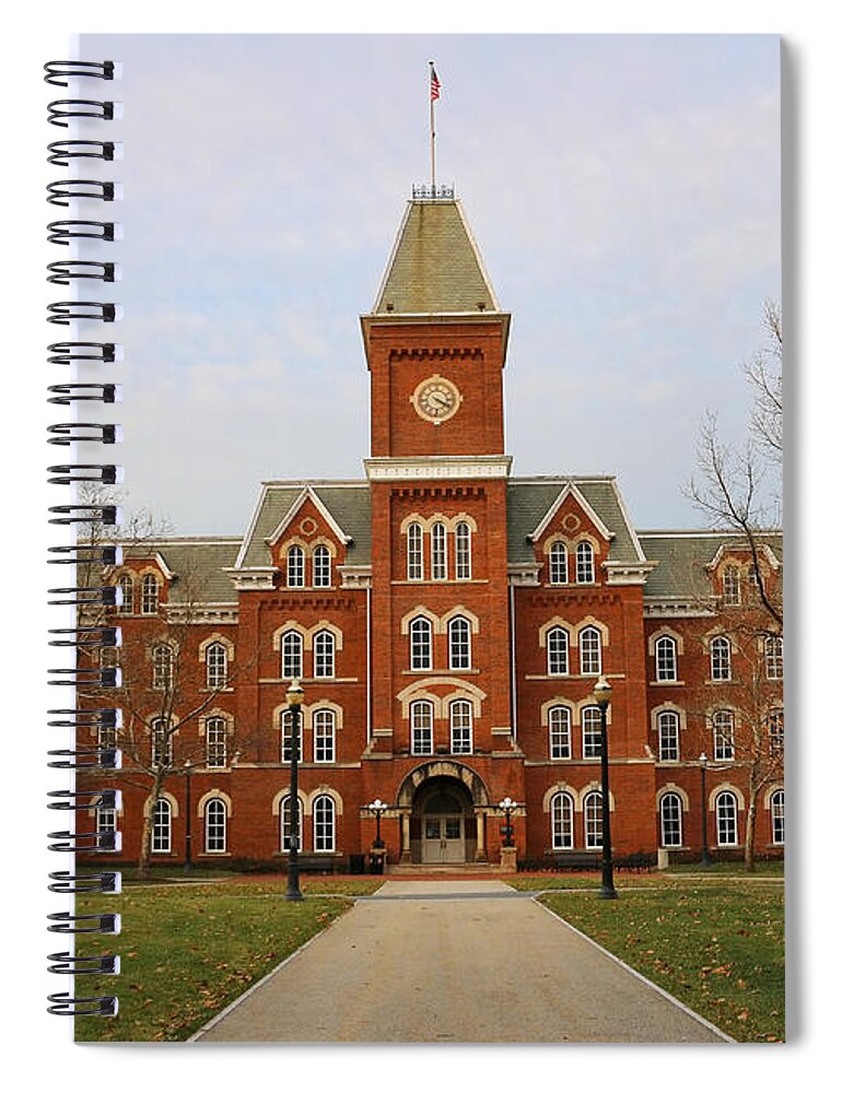 University Hall Spiral Notebook featuring the photograph University Hall Ohio State University 1680 by Jack Schultz