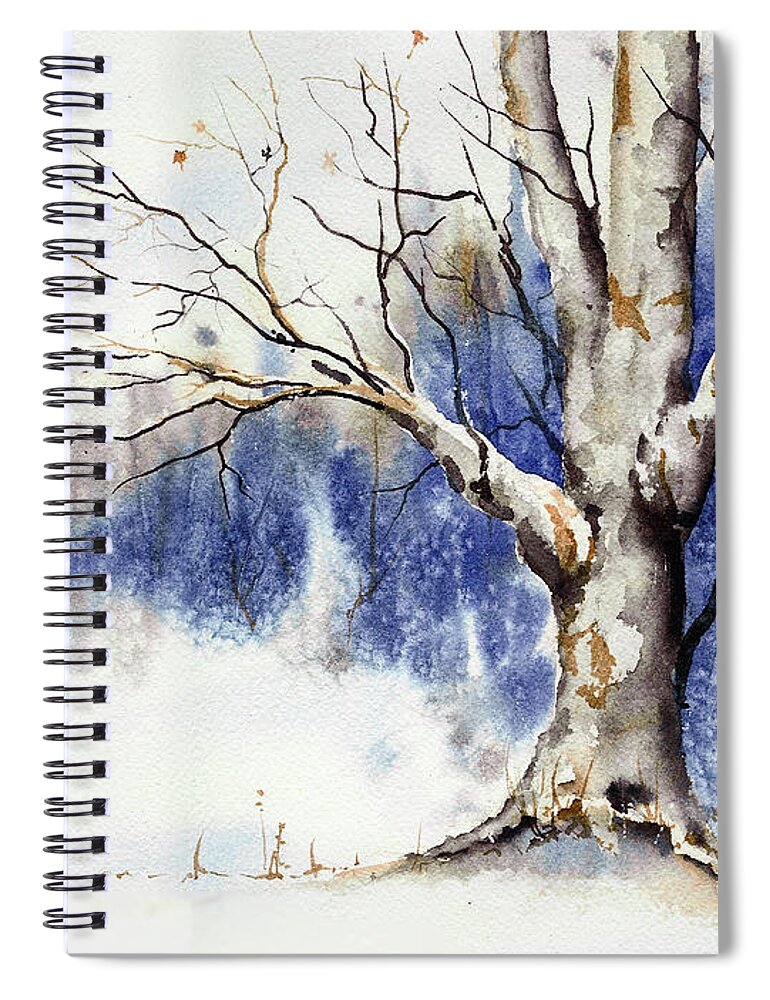 Tree Spiral Notebook featuring the painting Untitled Winter Tree by Sam Sidders