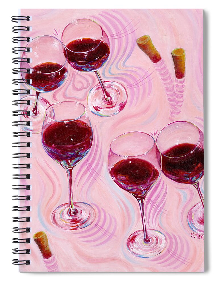 Wine Goblet Spiral Notebook featuring the painting Uplifting Spirits by Sandi Whetzel