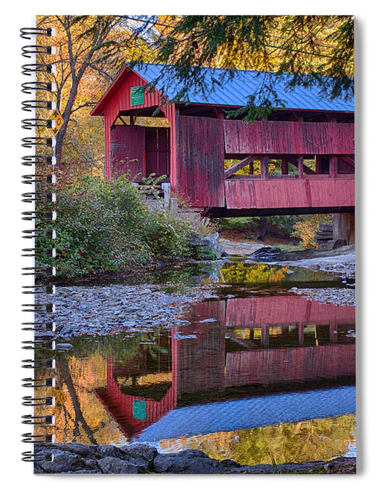 Upper Cox Brook Covered Bridge Spiral Notebook featuring the photograph Upper Cox Brook Covered Bridge by Jeff Folger