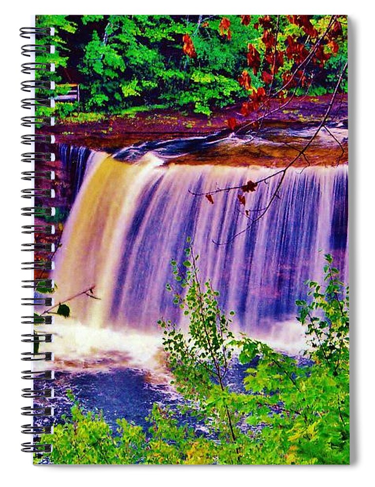 Tahquamenon Falls . Upper Pinsula Spiral Notebook featuring the photograph Upper Tahquamenon Falls by Daniel Thompson