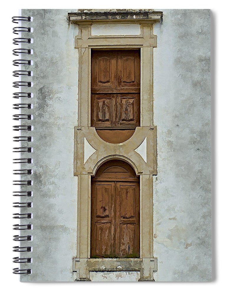 Door Spiral Notebook featuring the photograph Upside-Down Brown Windows of Portugal by David Letts