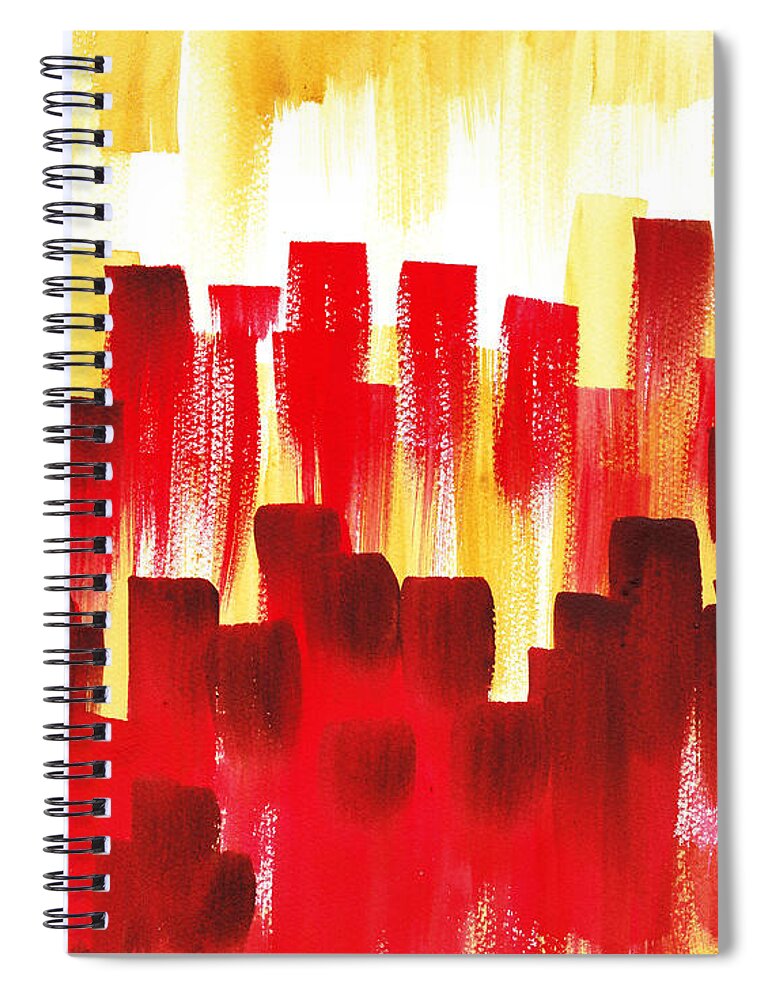 Abstract Spiral Notebook featuring the painting Urban Abstract Red City Lights by Irina Sztukowski