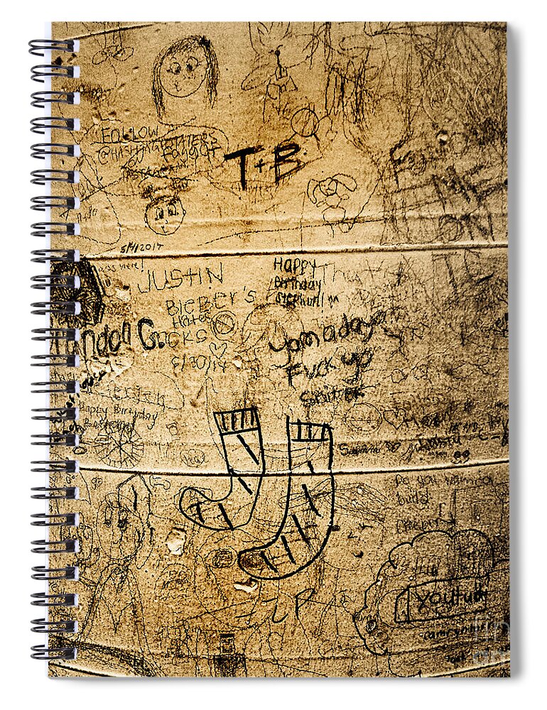 Abstract Spiral Notebook featuring the photograph Urban Scrawl No. 2 by Fei A