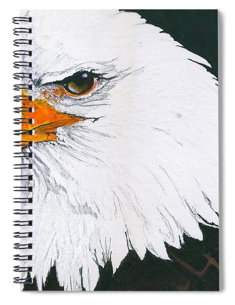 Bald Spiral Notebook featuring the drawing US Bald Eagle by Bill Richards
