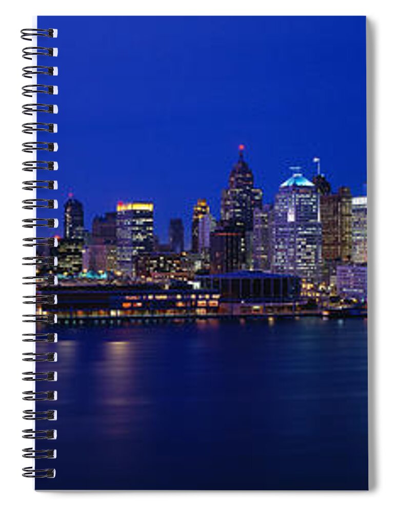 Photography Spiral Notebook featuring the photograph Usa, Michigan, Detroit, Night by Panoramic Images