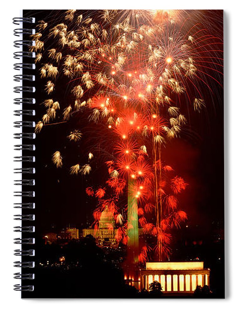 Vertical Spiral Notebook featuring the photograph Usa, Washington Dc, Fireworks by Panoramic Images