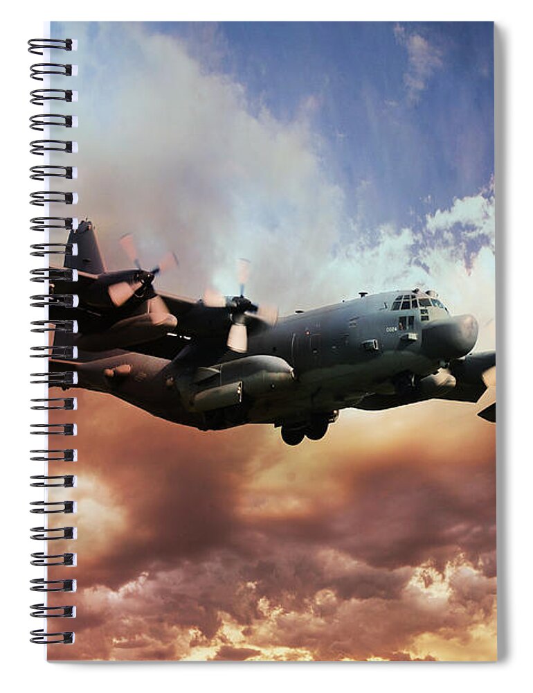 C130 Spiral Notebook featuring the digital art USAF Hercules by Airpower Art
