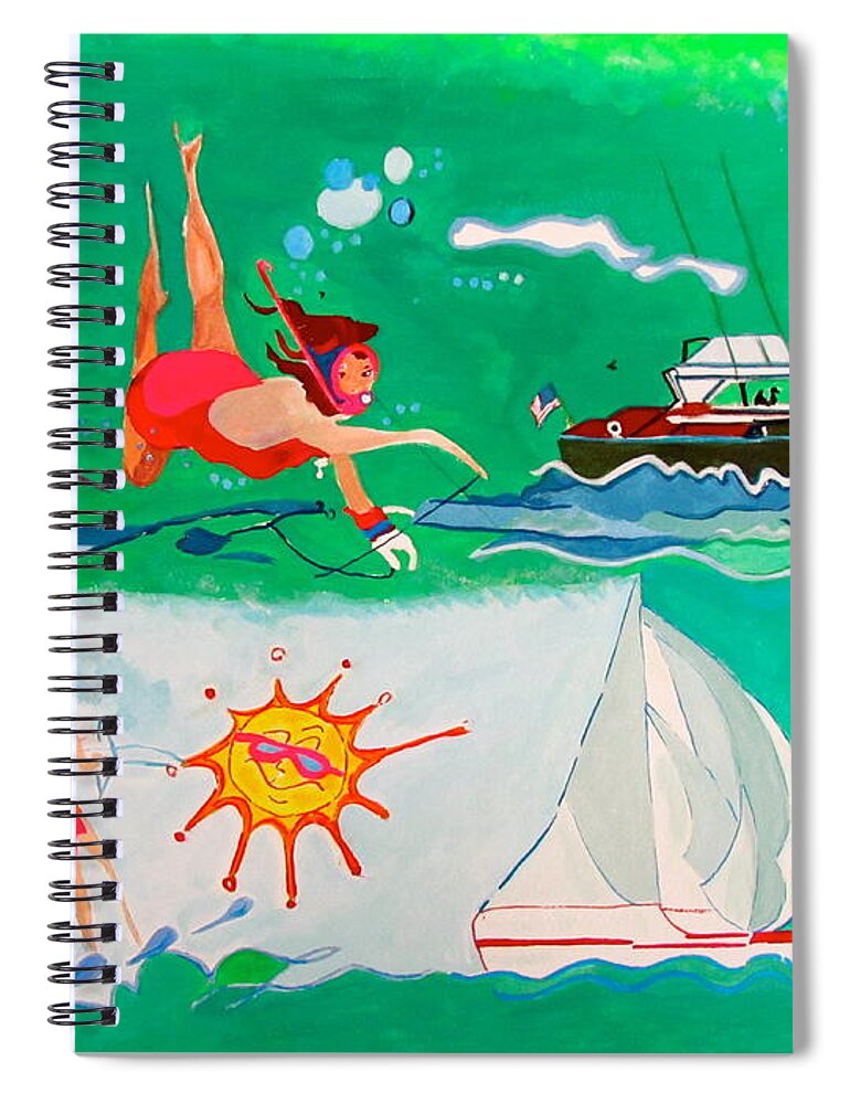 Vacation Spiral Notebook featuring the painting Vacation All I Ever Wanted by Beth Saffer