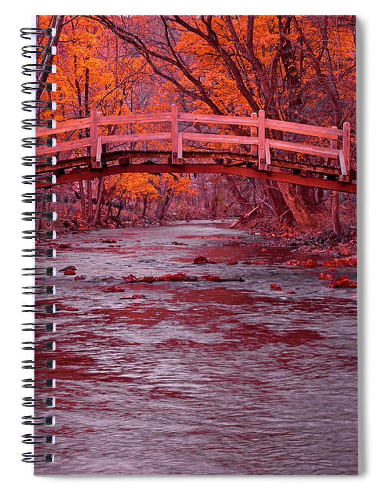 Autumn Spiral Notebook featuring the photograph Valley Creek Bridge in Autumn by Michael Porchik