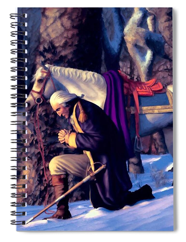 General George Washington Spiral Notebook featuring the painting Valley Forge by David Luebbert