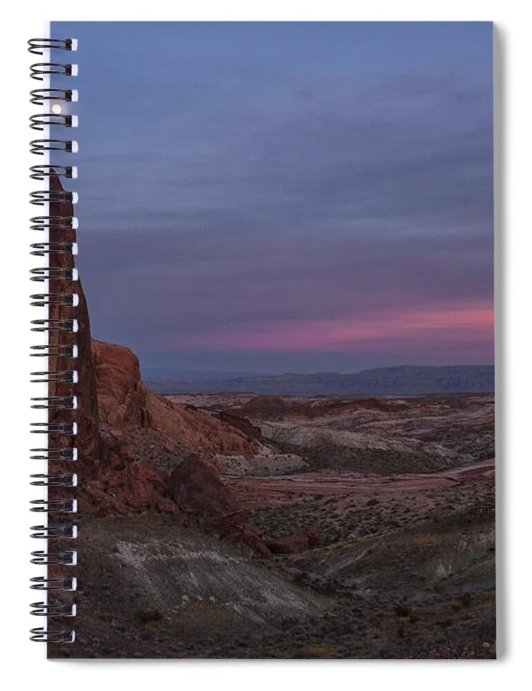 Rocks Spiral Notebook featuring the photograph Valley of Fire Moonrise by Erika Fawcett