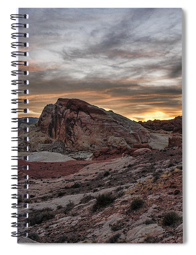 Rocks Spiral Notebook featuring the photograph Valley of Fire Sunset by Erika Fawcett