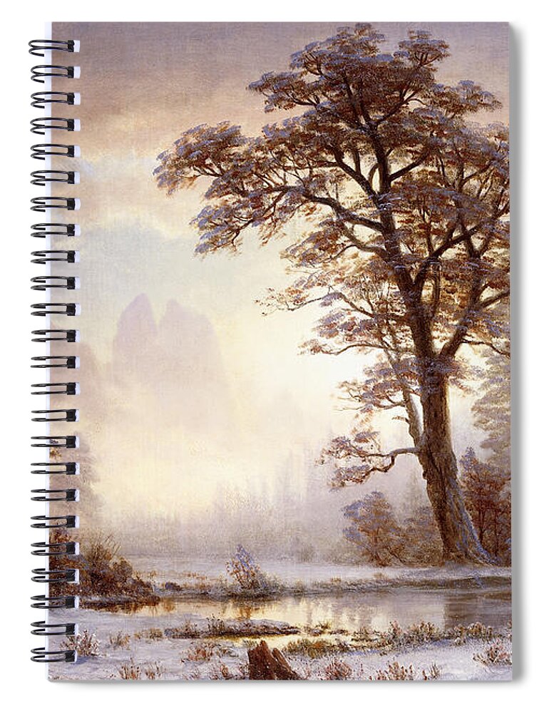 Albert Bierstadt Spiral Notebook featuring the painting Valley of the Yosemite Snow Fall by Albert Bierstadt