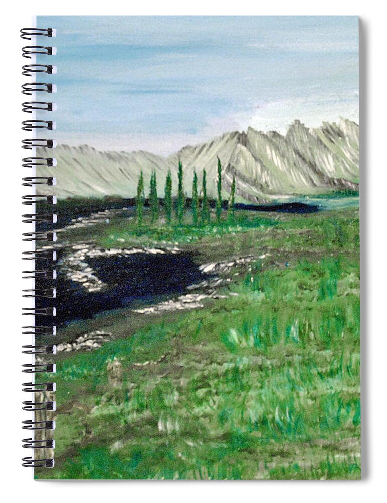 Valleylandscape Spiral Notebook featuring the painting Valley by Suzanne Surber