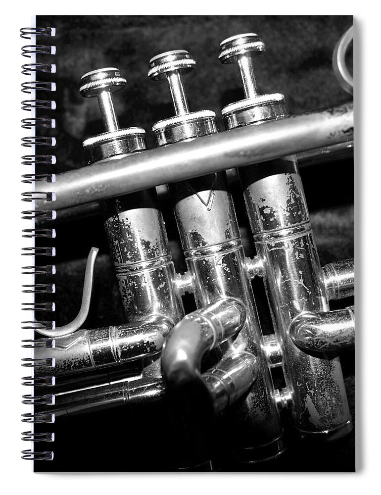 Trumpet Spiral Notebook featuring the photograph Valves by Photographic Arts And Design Studio