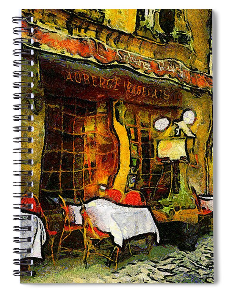 Impressionism Spiral Notebook featuring the photograph Van Gogh Style Restaurant by Georgiana Romanovna