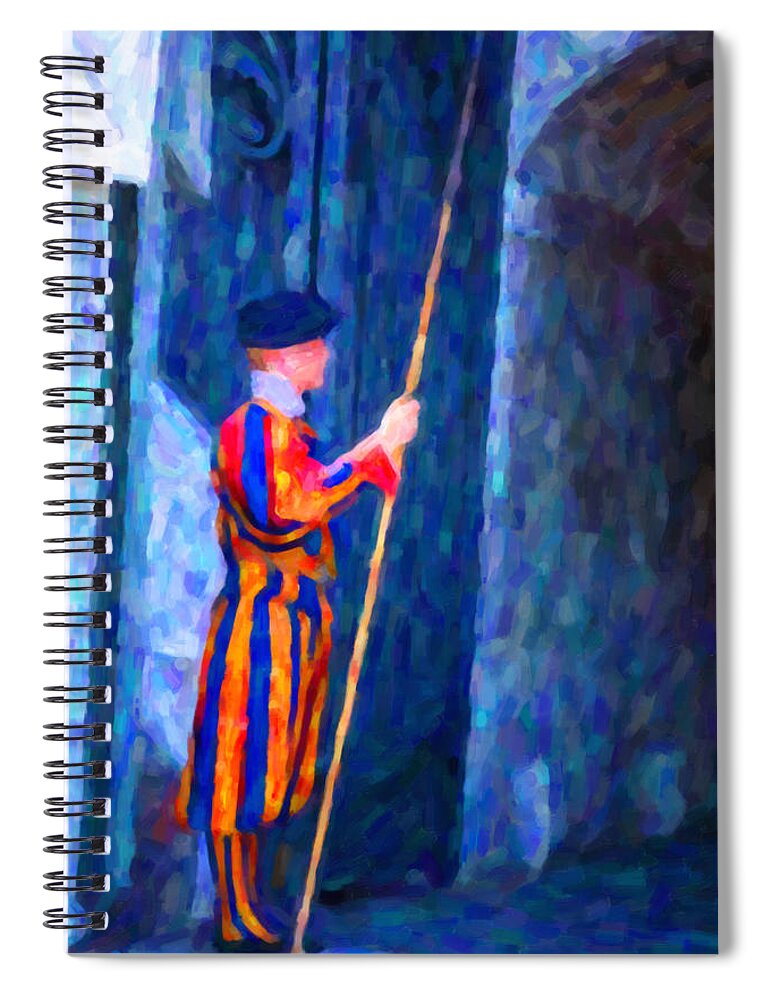 Vatican Spiral Notebook featuring the painting Vatican Swiss Guard by Hakon Soreide