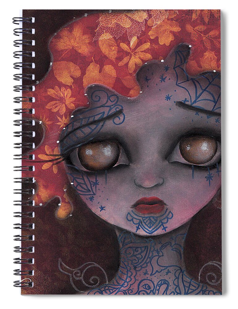 Tattoos Spiral Notebook featuring the painting Vayo by Abril Andrade
