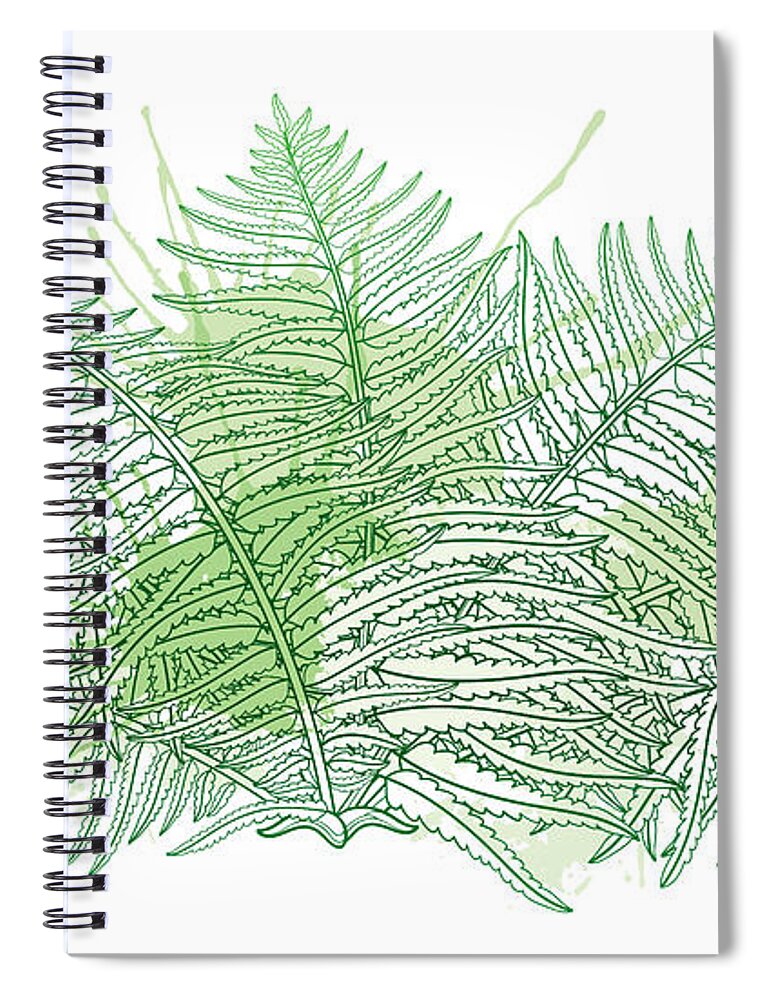 Season Spiral Notebook featuring the digital art Vector Drawing Of Outline Fossil Forest by Bokasana