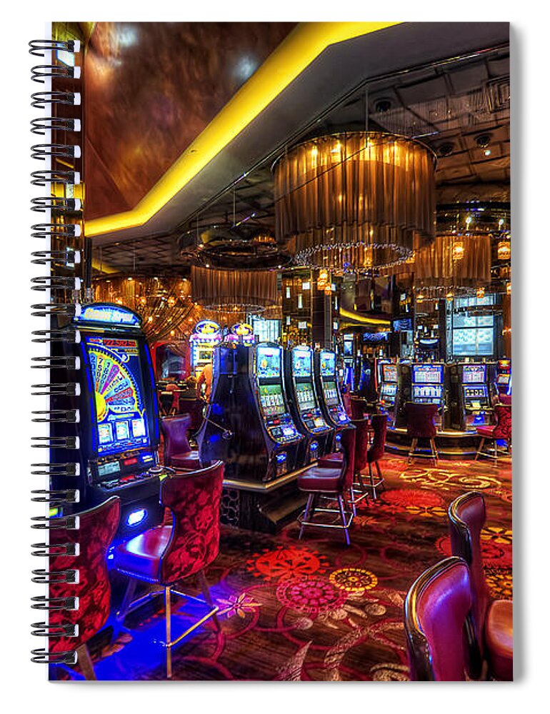 Art Spiral Notebook featuring the photograph Vegas Slot Machines by Yhun Suarez