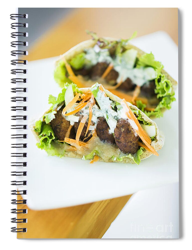 Bread Spiral Notebook featuring the photograph Vegetarian Falafel In Pita Bread Sandwich by JM Travel Photography
