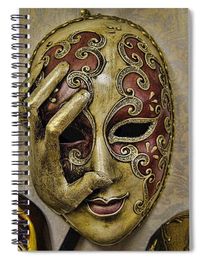 Venetian Spiral Notebook featuring the photograph Venetian Carnaval Mask by David Smith