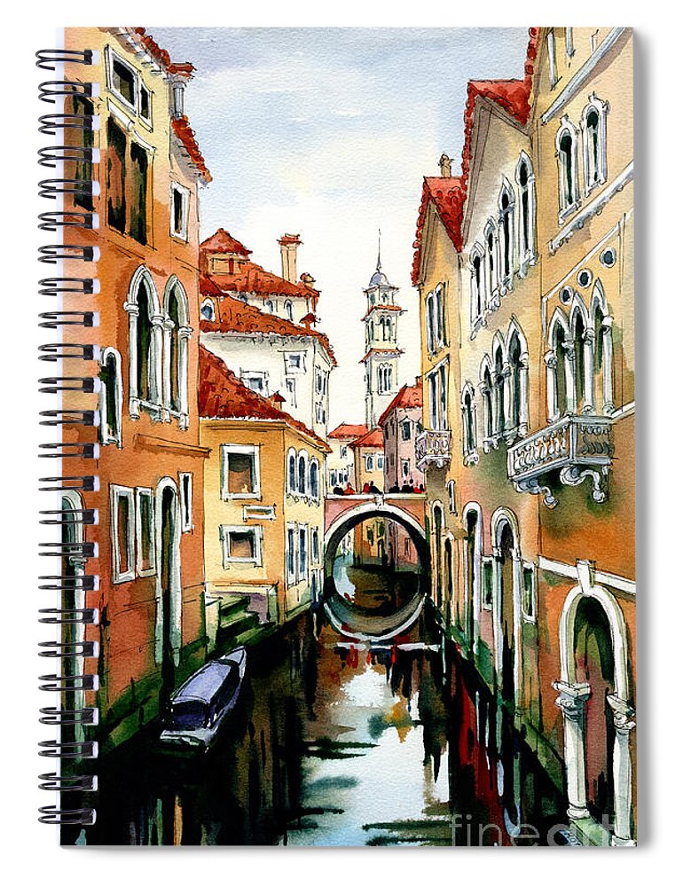 Venice Spiral Notebook featuring the painting Venice in March by Maria Rabinky