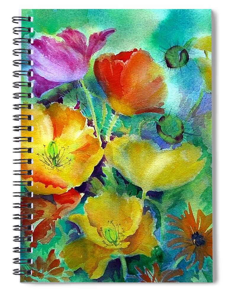 Flowers Spiral Notebook featuring the painting Ventana Poppies by Summer Celeste
